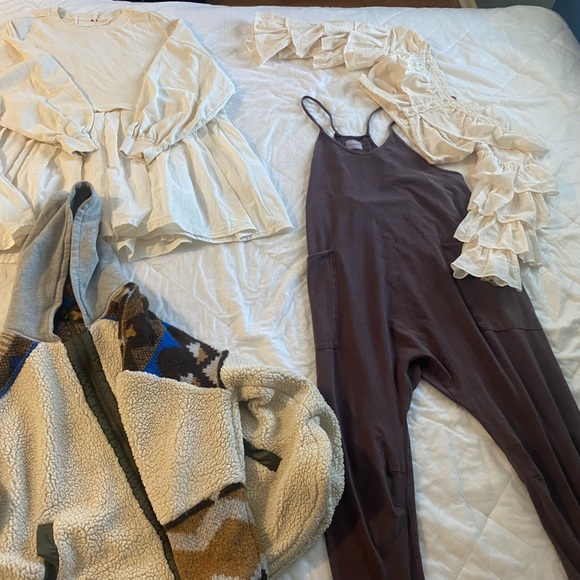Free People Pants - Free People Set Of 4 Items Women’s Size Medium Jumpsuit Coat Top Dress